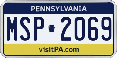 PA license plate MSP2069