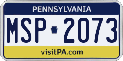 PA license plate MSP2073
