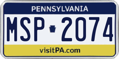 PA license plate MSP2074