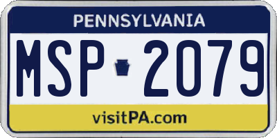 PA license plate MSP2079