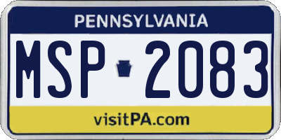 PA license plate MSP2083
