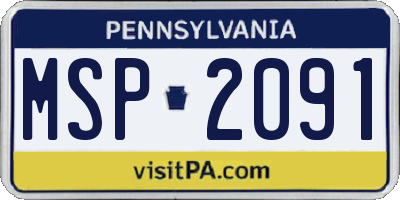 PA license plate MSP2091