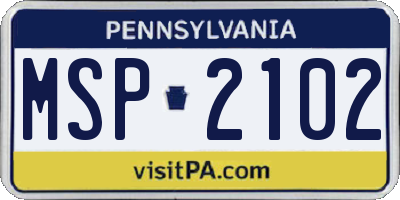 PA license plate MSP2102