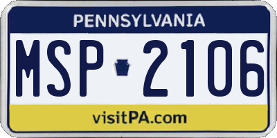 PA license plate MSP2106