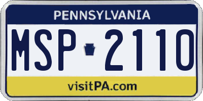 PA license plate MSP2110