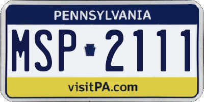 PA license plate MSP2111