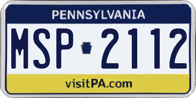 PA license plate MSP2112