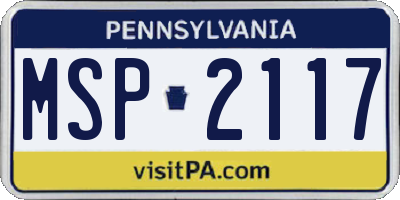 PA license plate MSP2117