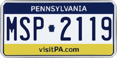PA license plate MSP2119