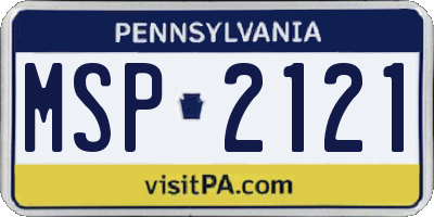 PA license plate MSP2121