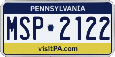 PA license plate MSP2122