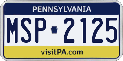 PA license plate MSP2125