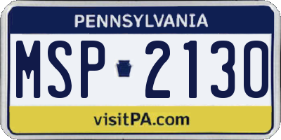 PA license plate MSP2130