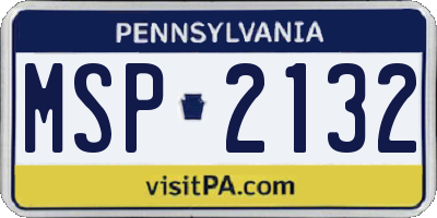 PA license plate MSP2132