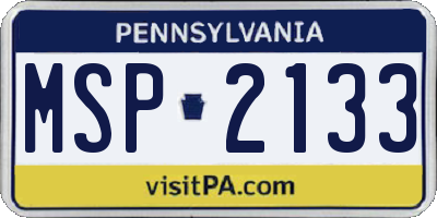 PA license plate MSP2133
