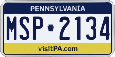 PA license plate MSP2134
