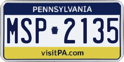 PA license plate MSP2135