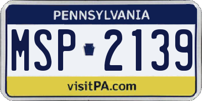PA license plate MSP2139