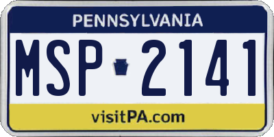 PA license plate MSP2141