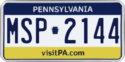 PA license plate MSP2144