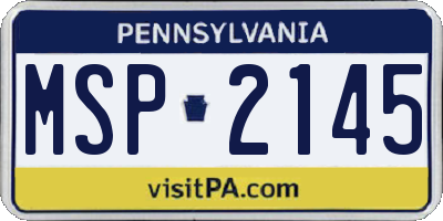 PA license plate MSP2145