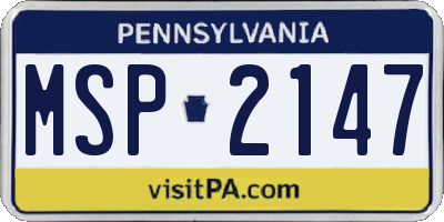 PA license plate MSP2147
