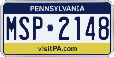 PA license plate MSP2148