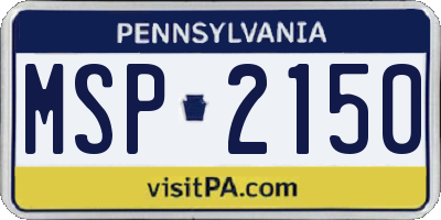 PA license plate MSP2150