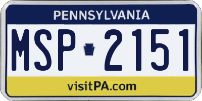 PA license plate MSP2151