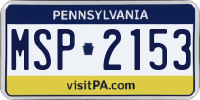 PA license plate MSP2153