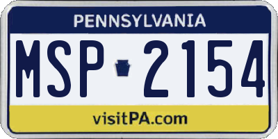PA license plate MSP2154
