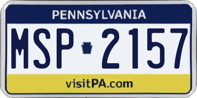 PA license plate MSP2157