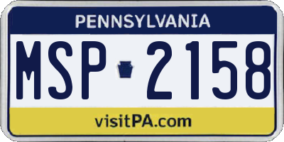 PA license plate MSP2158