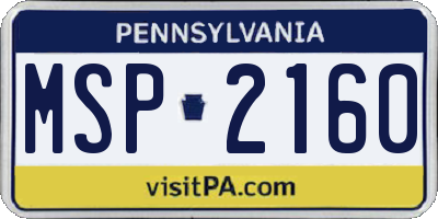 PA license plate MSP2160