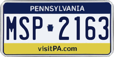 PA license plate MSP2163