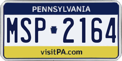 PA license plate MSP2164