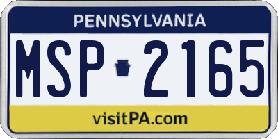 PA license plate MSP2165