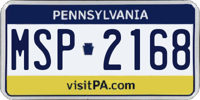 PA license plate MSP2168