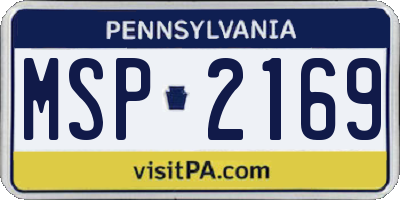PA license plate MSP2169