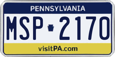 PA license plate MSP2170