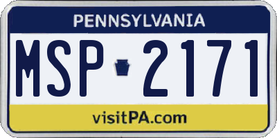 PA license plate MSP2171