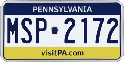 PA license plate MSP2172