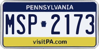 PA license plate MSP2173
