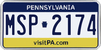 PA license plate MSP2174