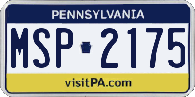 PA license plate MSP2175