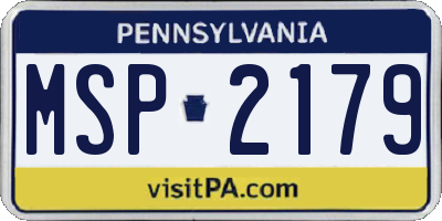 PA license plate MSP2179