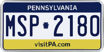 PA license plate MSP2180