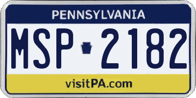 PA license plate MSP2182