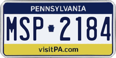 PA license plate MSP2184
