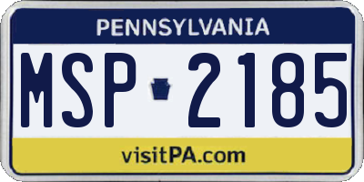 PA license plate MSP2185